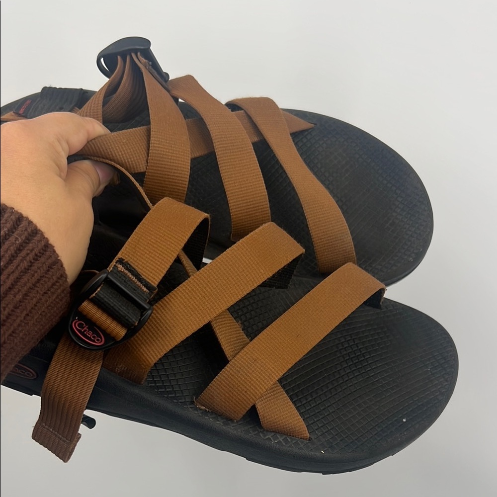 Chaco Tan and Black Outdoor Sandals